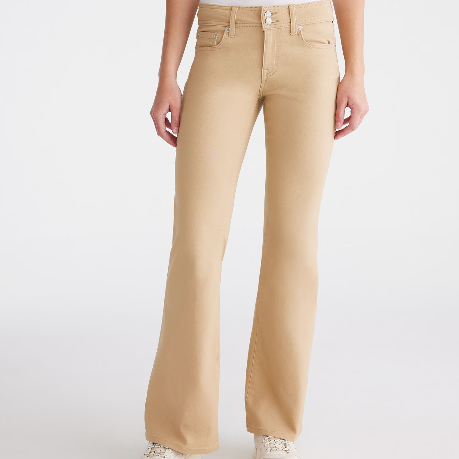 Mid Rise Stretch Woven Flare Uniform Pants