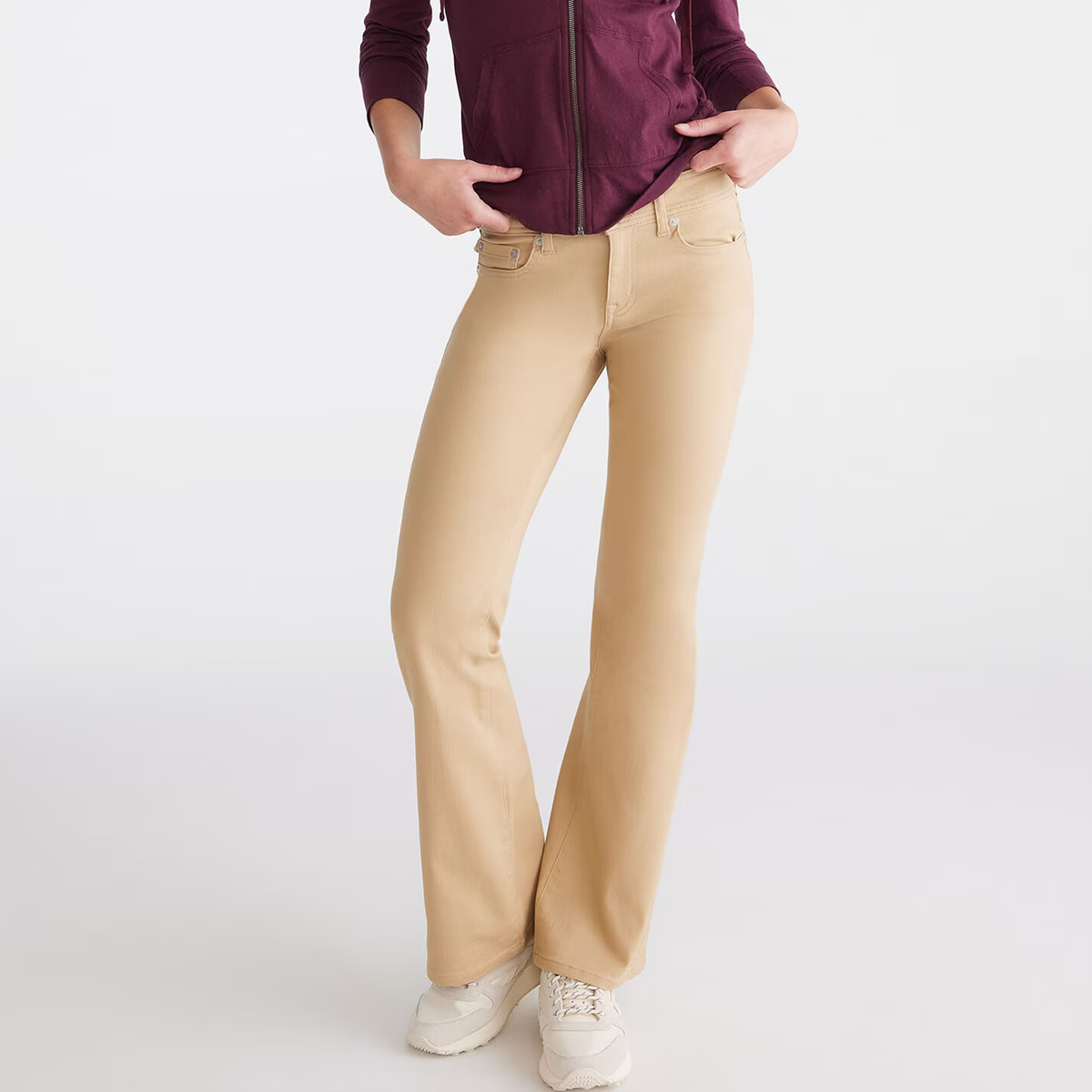 Mid Rise Stretch Woven Flare Uniform Pants
