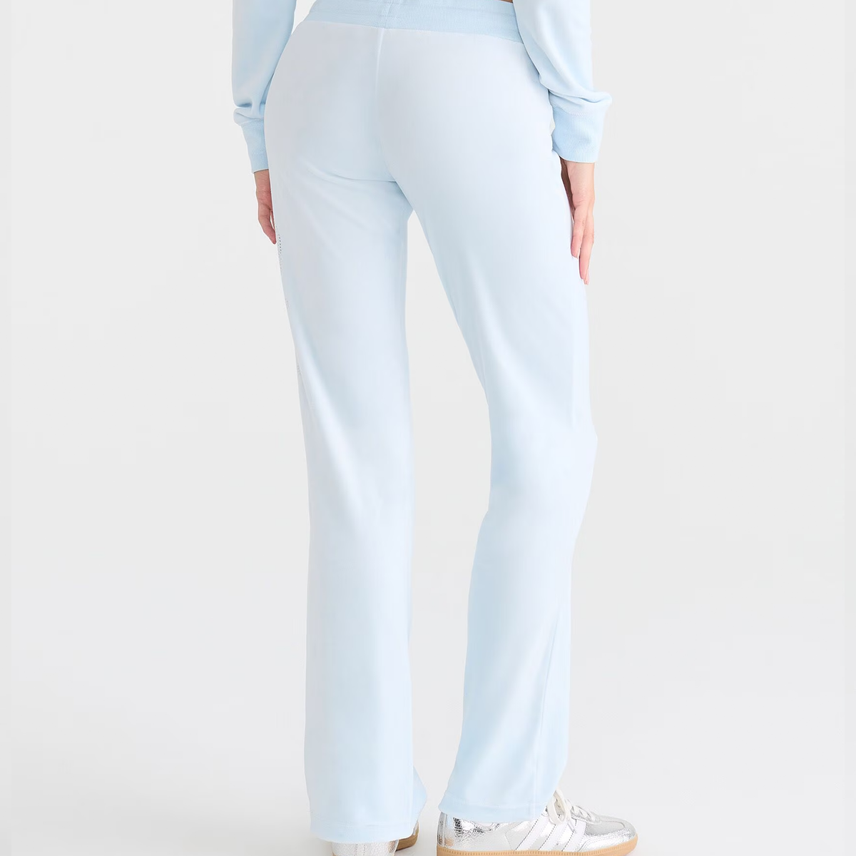 Low-Rise Drawstring Velour Flare Jogger Pants