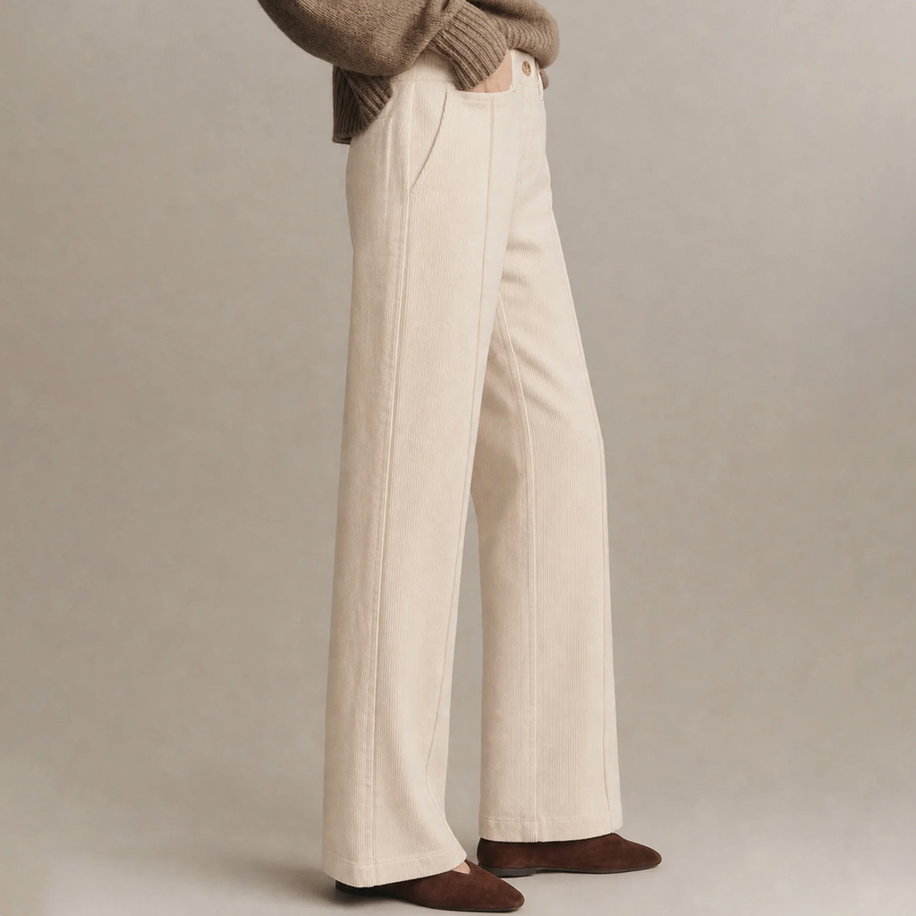 Elastic Waist Solid Corduroy Straight Leg Pants